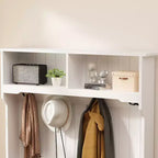 Porte-manteau 3-en-1 en bois Famapy avec banc de rangement à 4 crochets métalliques