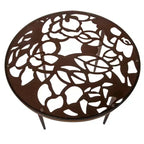 LeisureMod Devon 31 Table de salle à manger moderne de bistrot - Base en aluminium résistante à la rouille avec motif d'arbre et plateau circulaire en verre trempé pour usage intérieur/extérieur