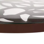 LeisureMod Devon 31 Table de salle à manger moderne de bistrot - Base en aluminium résistante à la rouille avec motif d'arbre et plateau circulaire en verre trempé pour usage intérieur/extérieur