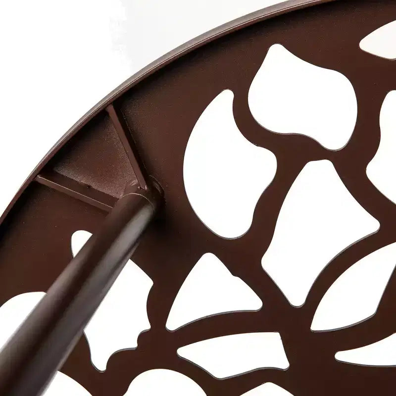 LeisureMod Devon 31 Table de salle à manger moderne de bistrot - Base en aluminium résistante à la rouille avec motif d'arbre et plateau circulaire en verre trempé pour usage intérieur/extérieur