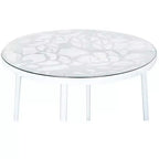 LeisureMod Devon 31 Table de salle à manger moderne de bistrot - Base en aluminium résistante à la rouille avec motif d'arbre et plateau circulaire en verre trempé pour usage intérieur/extérieur