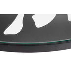 LeisureMod Devon 31 Table de salle à manger moderne de bistrot - Base en aluminium résistante à la rouille avec motif d'arbre et plateau circulaire en verre trempé pour usage intérieur/extérieur