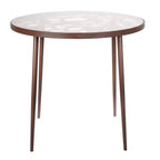 LeisureMod Devon 31 Table de salle à manger moderne de bistrot - Base en aluminium résistante à la rouille avec motif d'arbre et plateau circulaire en verre trempé pour usage intérieur/extérieur