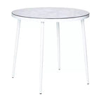LeisureMod Devon 31 Table de salle à manger moderne de bistrot - Base en aluminium résistante à la rouille avec motif d'arbre et plateau circulaire en verre trempé pour usage intérieur/extérieur