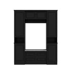Famapy Armoire Penderie 6 Portes Noire avec Banc, Tringle et Crochets