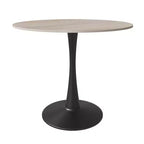 Table de salle à manger ronde LeisureMod Bristol 35 - Plateau en pierre frittée, table d'appoint de café et piètement en acier noir robuste pour cuisine et petits espaces