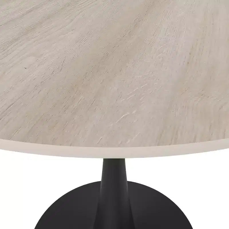 Table de salle à manger ronde LeisureMod Bristol 35 - Plateau en pierre frittée, table d'appoint de café et piètement en acier noir robuste pour cuisine et petits espaces