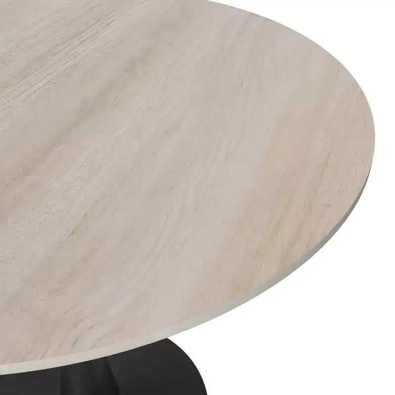 Table de salle à manger ronde LeisureMod Bristol 35 - Plateau en pierre frittée, table d'appoint de café et piètement en acier noir robuste pour cuisine et petits espaces
