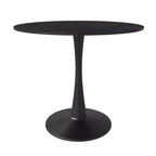 Table de salle à manger ronde LeisureMod Bristol 35 - Plateau en pierre frittée, table d'appoint de café et piètement en acier noir robuste pour cuisine et petits espaces