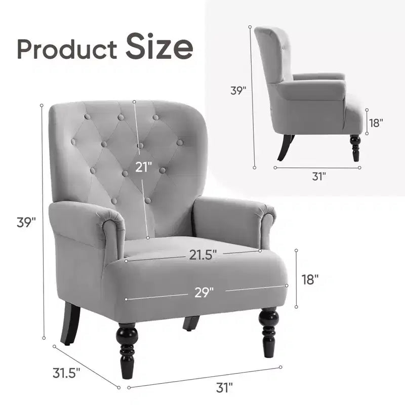 Fauteuil à oreilles large Hyleory 31'' en velours