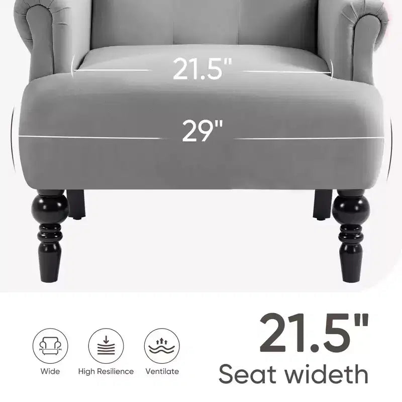 Fauteuil à oreilles large Hyleory 31'' en velours