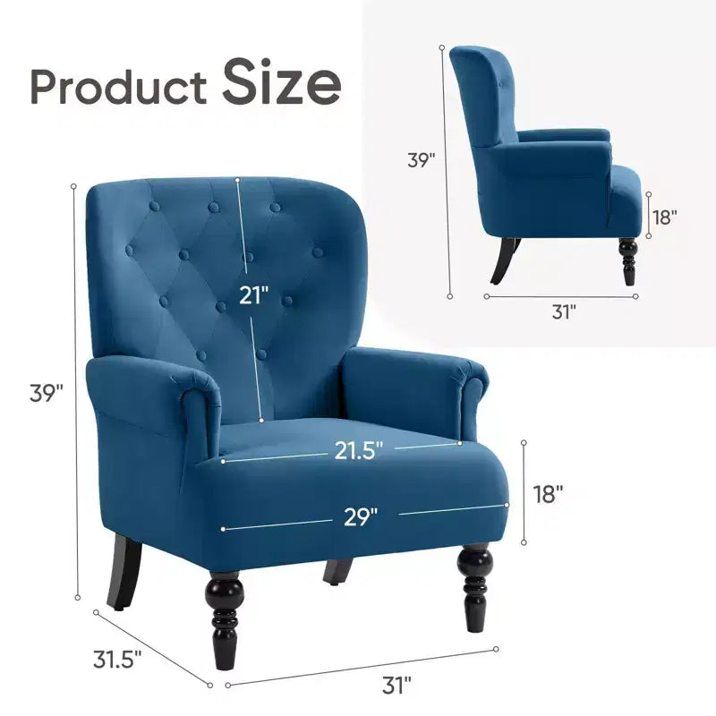 Fauteuil à oreilles large Hyleory 31'' en velours