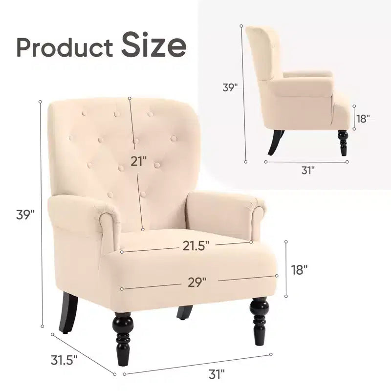 Fauteuil à oreilles large Hyleory 31'' en velours
