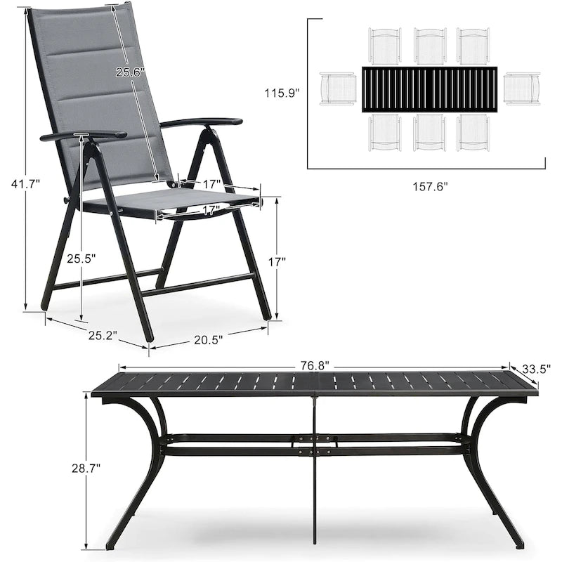PURPLE LEAF Salon de jardin pliant avec chaises et table
