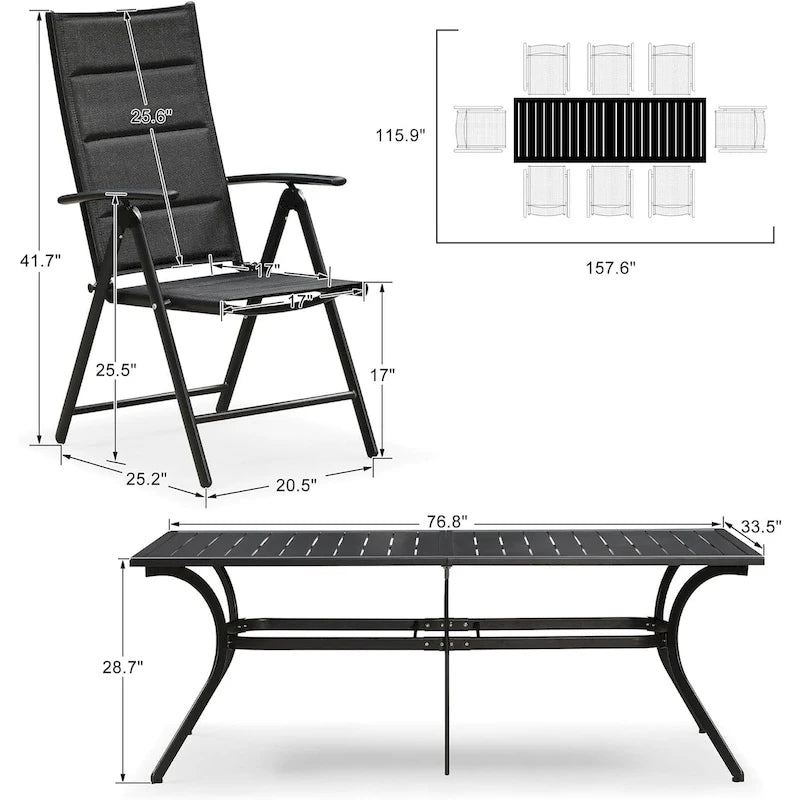 PURPLE LEAF Salon de jardin pliant avec chaises et table