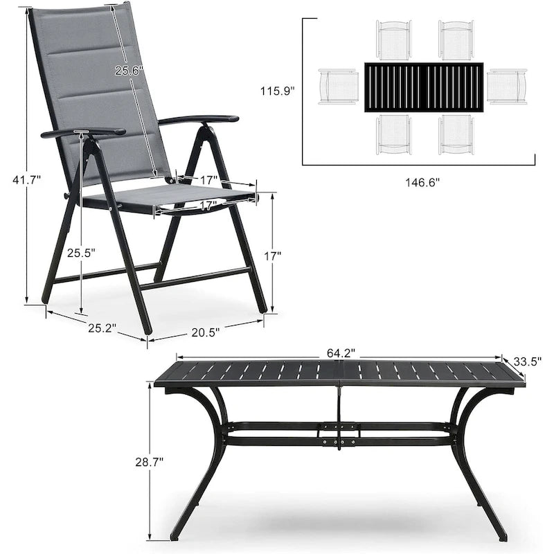 PURPLE LEAF Salon de jardin pliant avec chaises et table