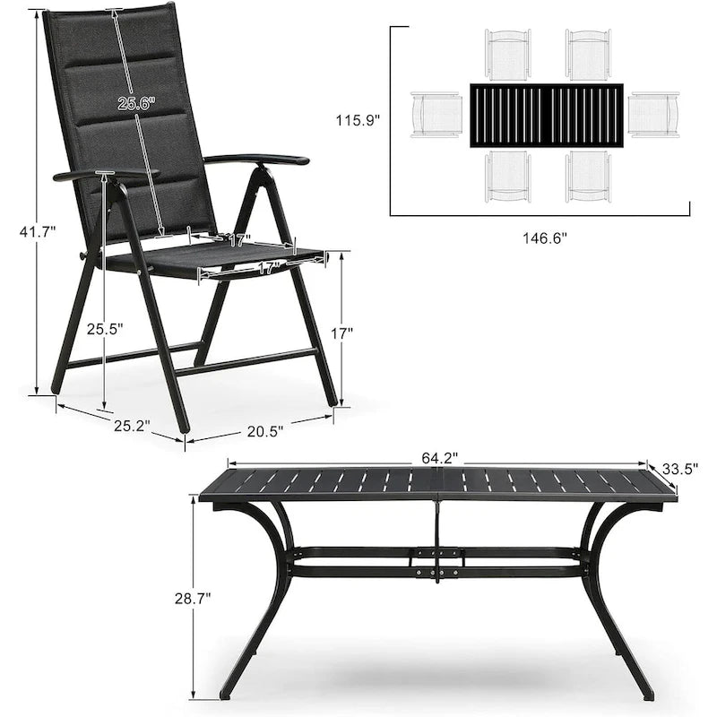 PURPLE LEAF Salon de jardin pliant avec chaises et table