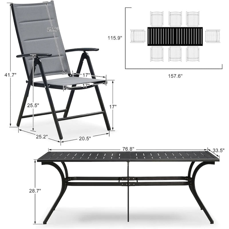 PURPLE LEAF Salon de jardin pliant avec chaises et table
