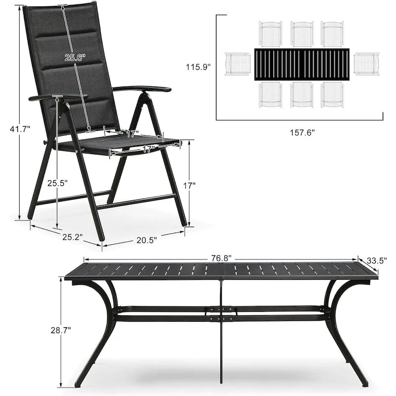 PURPLE LEAF Salon de jardin pliant avec chaises et table
