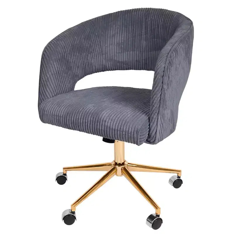 Chaise de bureau réglable et mobile en velours côtelé Hyleory