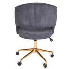 Chaise de bureau réglable et mobile en velours côtelé Hyleory