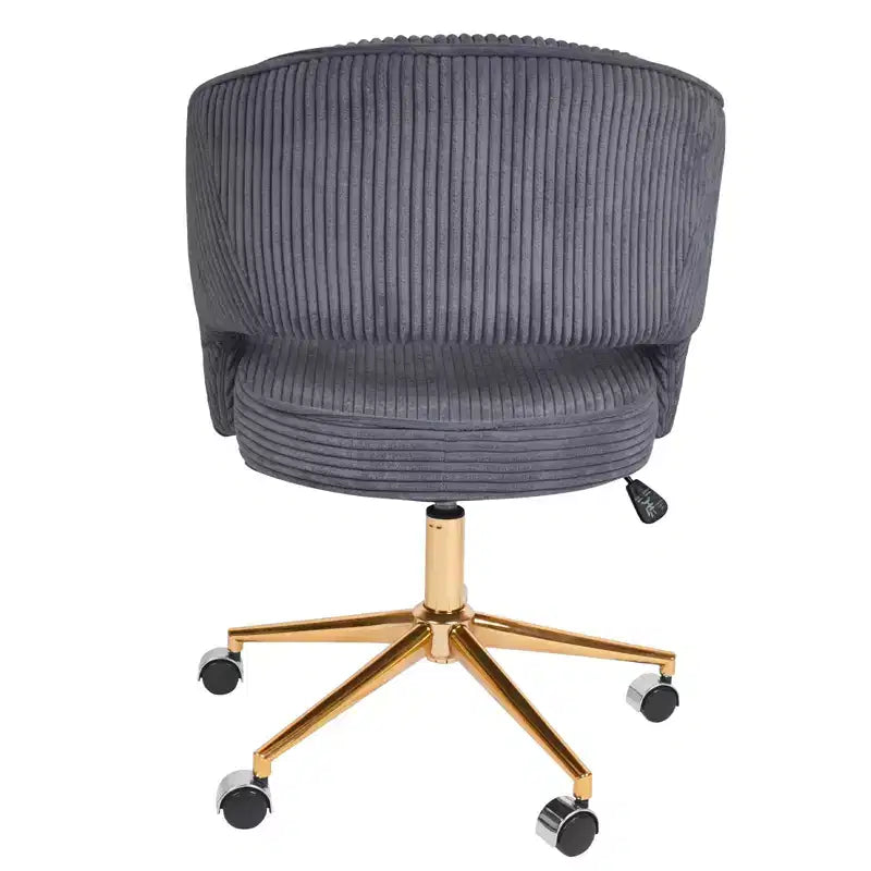 Chaise de bureau réglable et mobile en velours côtelé Hyleory