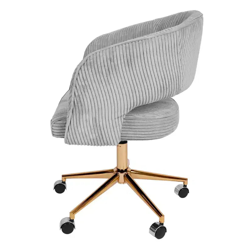 Chaise de bureau réglable et mobile en velours côtelé Hyleory