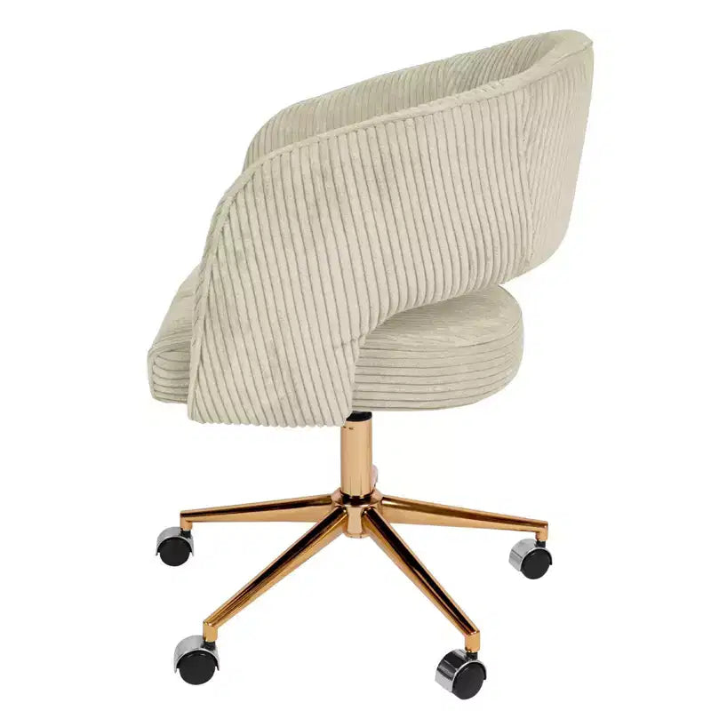 Chaise de bureau réglable et mobile en velours côtelé Hyleory