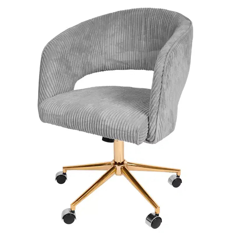 Chaise de bureau réglable et mobile en velours côtelé Hyleory