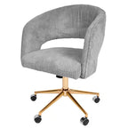 Chaise de bureau réglable et mobile en velours côtelé Hyleory