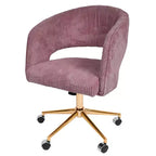 Chaise de bureau réglable et mobile en velours côtelé Hyleory