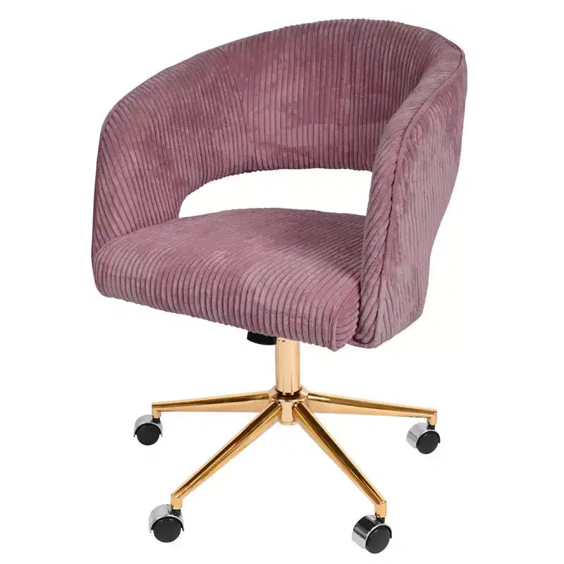 Chaise de bureau réglable et mobile en velours côtelé Hyleory