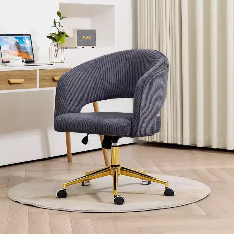 Chaise de bureau réglable et mobile en velours côtelé Hyleory