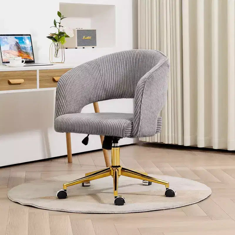 Chaise de bureau réglable et mobile en velours côtelé Hyleory