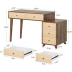 Lantine Bureau d'ordinateur de 130 cm avec 5 tiroirs