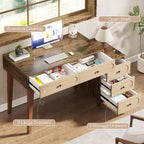 Lantine Bureau d'ordinateur de 130 cm avec 5 tiroirs