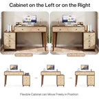 Lantine Bureau d'ordinateur de 130 cm avec 5 tiroirs
