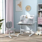 Ensemble bureau et chaise pour enfants Qaba, ensemble bureau et chaise d'étude pour enfants réglable en hauteur avec plateau inclinable, tiroir de rangement et pupitre de lecture
