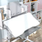 Ensemble bureau et chaise pour enfants Qaba, ensemble bureau et chaise d'étude pour enfants réglable en hauteur avec plateau inclinable, tiroir de rangement et pupitre de lecture