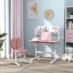 Ensemble bureau et chaise pour enfants Qaba, ensemble bureau et chaise d'étude pour enfants réglable en hauteur avec plateau inclinable, tiroir de rangement et pupitre de lecture