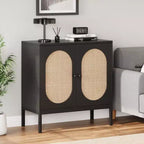 Meuble de Buffet Whizmax, Commode de Rangement en Rotin avec Portes et Étagères, Meuble d'Appoint pour Salon, Salle à Manger, Couloir