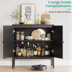 Meuble de Buffet Whizmax, Commode de Rangement en Rotin avec Portes et Étagères, Meuble d'Appoint pour Salon, Salle à Manger, Couloir