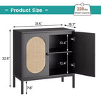 Meuble de Buffet Whizmax, Commode de Rangement en Rotin avec Portes et Étagères, Meuble d'Appoint pour Salon, Salle à Manger, Couloir