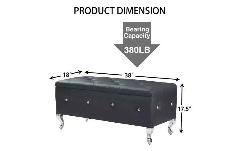 Banc de rangement capitonné pour chambre à coucher, bout de lit, grands bancs de rangement rembourrés, repose-pieds avec boutons en cristal pour salon et entrée
