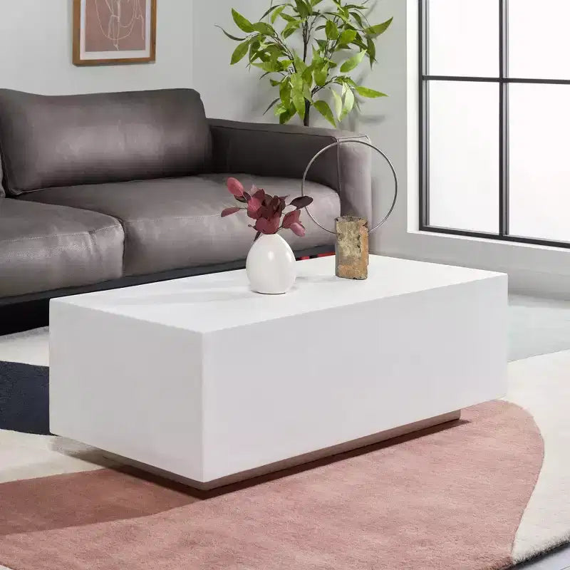 Table basse Ezro en faux béton - Blanc - Safavieh
