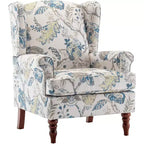 Fauteuil d'appoint rembourré Erommy, Fauteuil en tissu imprimé floral, Bleu