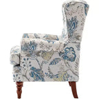 Fauteuil d'appoint rembourré Erommy, Fauteuil en tissu imprimé floral, Bleu