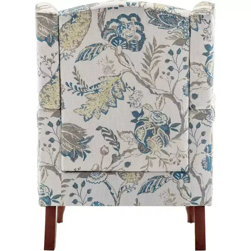 Fauteuil d'appoint rembourré Erommy, Fauteuil en tissu imprimé floral, Bleu