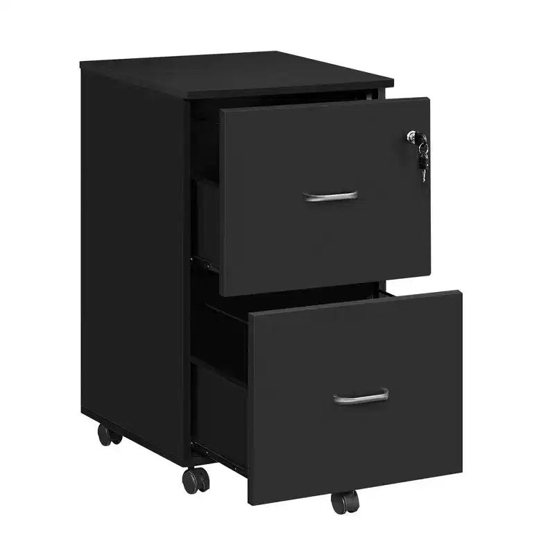 Meuble de classement à 2 tiroirs, classeur en bois verrouillable pour bureau à domicile, petit meuble de classement roulant