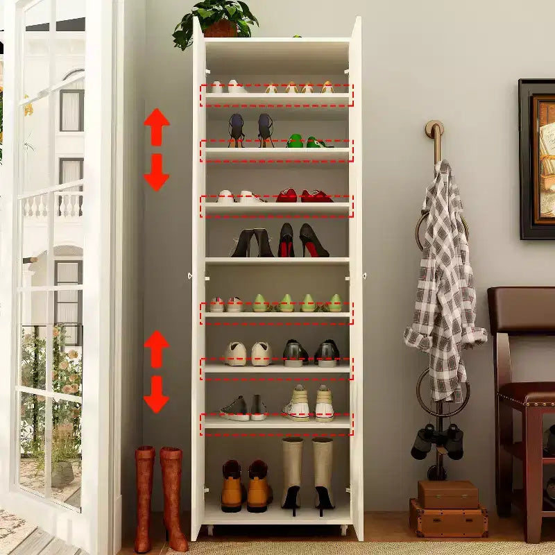 Meuble à chaussures haut de Famapy à 2 portes avec 8 étagères